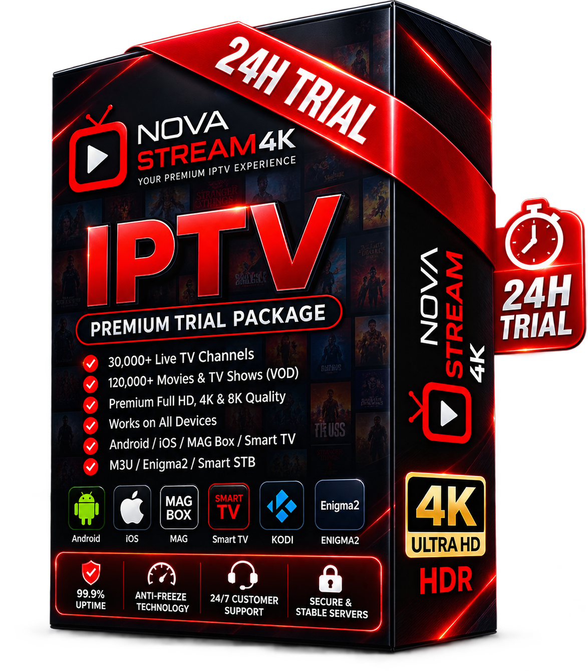 NovaStream4K Free IPTV Trial 24-Hour Premium IPTV Subscription Package