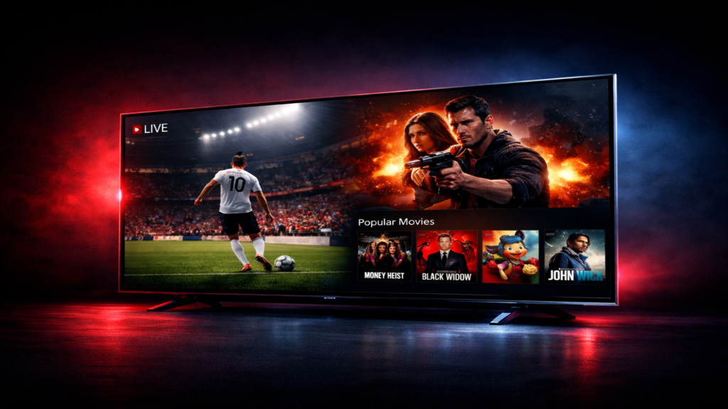 IPTV movies live TV and sports interface